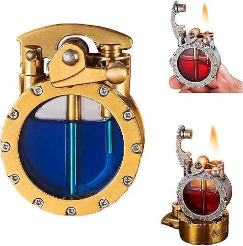 Vintage Trench Lighter - Transparent Kerosene Lighter,Antique Steampunk Lighter,Cool Unique Lighter,Reusable Windproof Trench Lighter,Gifts for Men (Sliver) von Hehimin