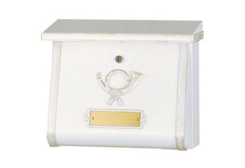 Heibi Metall Briefkasten Heibi Briefkasten MULTI mit Zeitungsfach Antik-Stil Stahl weiß-gold von Heibi Metall