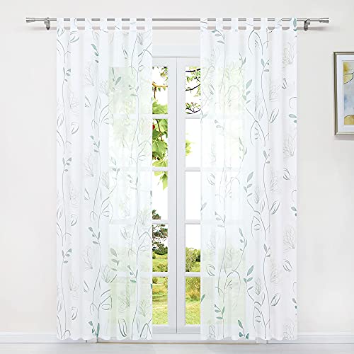 HeichkelL 2er-Pack Gardinen Transparent mit Schlaufen Dekoration Vorhänge für Wohnzimmer Bedruckt Schlaufenschals Blumen-Pflanzen Motiv Weiß-Grün BxH 140x225 cm HeichkelL 2er-Pack Gardinen Transparent mit Schlaufen Dekoration Vorhänge für Wohnzimmer Bedruckt Schlaufenschals Blumen-Pflanzen Motiv Weiß-Grün BxH 140x225 cm von HeichkelL