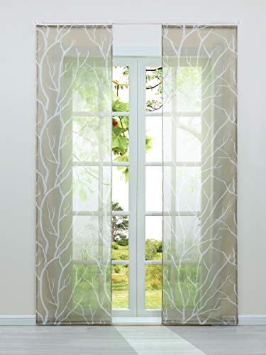 HeichkelL 2er Set Transparente Schiebegardinen Voile Flächenvorhang Druckmuster Raumtrenner mit Klettband Zubehör Klettband und Beschwerungsstange HöhexBreite 245x57 cm Sand HeichkelL 2er Set Transparente Schiebegardinen Voile Flächenvorhang Druckmuster Raumtrenner mit Klettband Zubehör Klettband und Beschwerungsstange HöhexBreite 245x57 cm Sand von HeichkelL