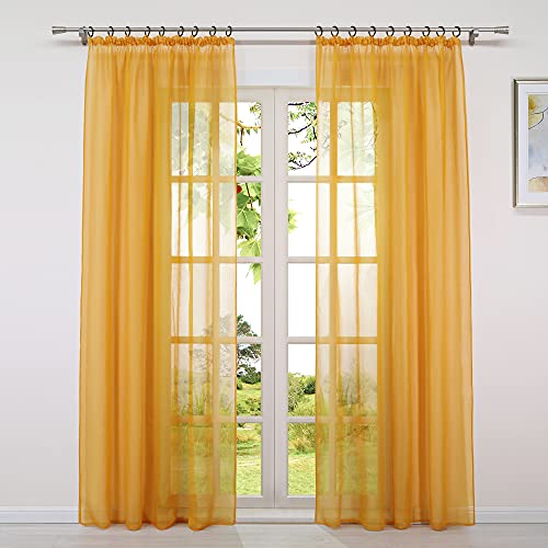 HeichkelL 2er Set Vorhänge mit Kräuselband Leinenoptik Gardinen Transparent Einfarbig für Wohnzimmer Moderne Uni Gardinenschals 2 Stück BxH 140x245 cm Orange HeichkelL 2er Set Vorhänge mit Kräuselband Leinenoptik Gardinen Transparent Einfarbig für Wohnzimmer Moderne Uni Gardinenschals 2 Stück BxH 140x245 cm Orange von HeichkelL