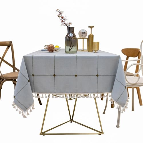 HeichkelL Abwaschbar Tischdecke Landhaus Tischtuch mit Karo Rechteckige Tischdeko Kariert Violett 140 x 200 cm von HeichkelL