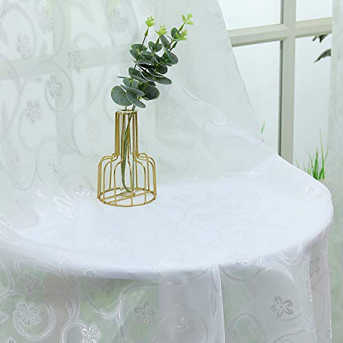 HeichkelL Ausbrenner Blumenmuster Gardinen mit Ösen Transparente Voile Jacquard Fenster Ösenschal für Wohnzimmer 2er Set je BxH 140x175 cm Weiß HeichkelL Ausbrenner Blumenmuster Gardinen mit Ösen Transparente Voile Jacquard Fenster Ösenschal für Wohnzimmer 2er Set je BxH 140x175 cm Weiß von HeichkelL