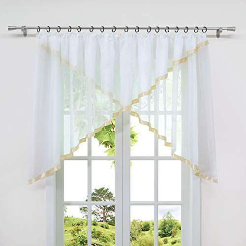 HeichkelL Kräuselband Kuvertvorhang Transparent Voile Gardine mit Satinbänder Wohnzimmer Kuvertsore HxB 120x400 cm Sand HeichkelL Kräuselband Kuvertvorhang Transparent Voile Gardine mit Satinbänder Wohnzimmer Kuvertsore HxB 120x400 cm Sand von HeichkelL