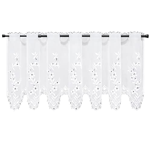 HeichkelL Scheibengardine Modern Bistrogardine Floral Hohl Stickerei Kurzstores Landhausstil Küchenvorhang Set Durchzuglöcher Grau BxH 150x60 cm HeichkelL Scheibengardine Modern Bistrogardine Floral Hohl Stickerei Kurzstores Landhausstil Küchenvorhang Set Durchzuglöcher Grau BxH 150x60 cm von HeichkelL