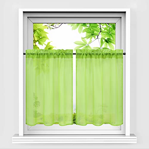 HeichkelL Scheibengardinen 2er Set Bistrogardine Voile Transparent Paarig Kurzstores Einfarbige Fensterschals Küche Vorhang Grün BxH 66x61 cm*2 HeichkelL Scheibengardinen 2er Set Bistrogardine Voile Transparent Paarig Kurzstores Einfarbige Fensterschals Küche Vorhang Grün BxH 66x61 cm*2 von HeichkelL