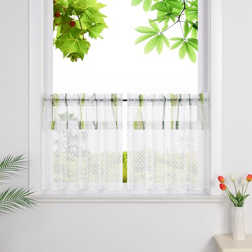 HeichkelL Scheibengardinen Transparent Scheibengardine mit Wellen Moderne Bistrogardine 2er Set Kurztores Jacquard Gardinen mit Tunnelzug Grün HxB 45x90 cm HeichkelL Scheibengardinen Transparent Scheibengardine mit Wellen Moderne Bistrogardine 2er Set Kurztores Jacquard Gardinen mit Tunnelzug Grün HxB 45x90 cm von HeichkelL