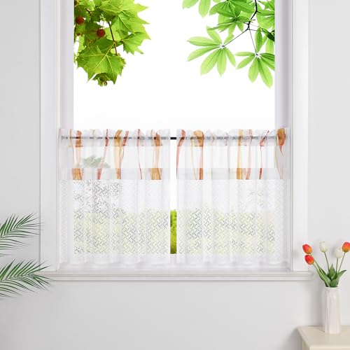 HeichkelL Scheibengardinen Transparent Scheibengardine mit Wellen Moderne Bistrogardine 2er Set Kurztores Jacquard Gardinen mit Tunnelzug Orange HxB 60x145 cm HeichkelL Scheibengardinen Transparent Scheibengardine mit Wellen Moderne Bistrogardine 2er Set Kurztores Jacquard Gardinen mit Tunnelzug Orange HxB 60x145 cm von HeichkelL