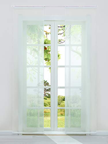HeichkelL Schiebegardinen 2er-Set Einfarbige Flächenvorhänge Gardine Voile Halbtransparenter Schiebevorhang, Klettband und Beschwerungsstangen, Beige, Jedes Stück BxH 57x245 cm von HeichkelL