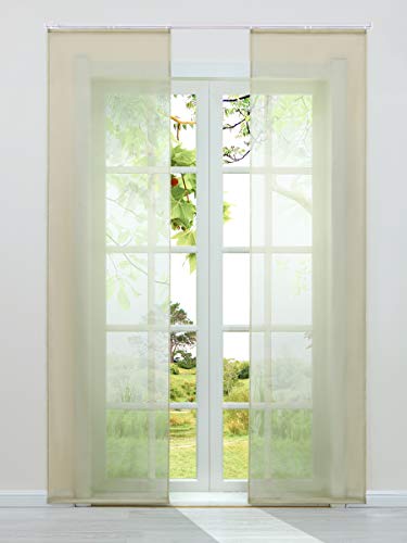 HeichkelL Schiebegardinen 2er-Set Einfarbige Flächenvorhänge Gardine Voile Halbtransparenter Schiebevorhang, Klettband und Beschwerungsstangen, Sand, Jedes Stück BxH 57x225 cm HeichkelL Schiebegardinen 2er-Set Einfarbige Flächenvorhänge Gardine Voile Halbtransparenter Schiebevorhang, Klettband und Beschwerungsstangen, Sand, Jedes Stück BxH 57x225 cm von HeichkelL