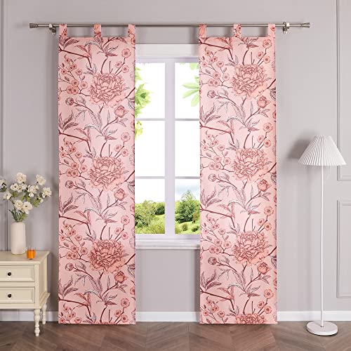 HeichkelL Schiebegardinen 2er Set Flächenvorhänge Vorhänge mit Blumen Druck Bedruckt Dekoschals mit Schlaufen Rosa BreitexHöhe 57x175 cm von HeichkelL