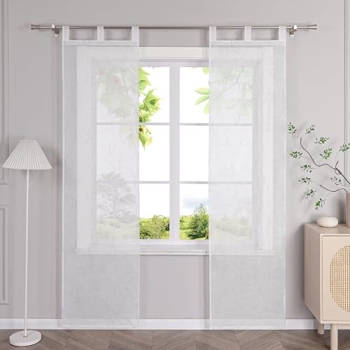 HeichkelL Schiebegardinen mit Schlaufen Transparent Gardinenschal 2er Set Schiebevorhänge Flächenvorhänge mit Kreise Stickerei Grau BxH 57x175 cm von HeichkelL