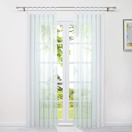 HeichkelL Transparente Gardine mit Schlaufen Voile Vorhang für Wohnzimmer Unifarbe Fensterschals mit Plastikkugeln-Deko 1 Stück BreitexHöhe 140x175 cm, Weiß HeichkelL Transparente Gardine mit Schlaufen Voile Vorhang für Wohnzimmer Unifarbe Fensterschals mit Plastikkugeln-Deko 1 Stück BreitexHöhe 140x175 cm, Weiß von HeichkelL