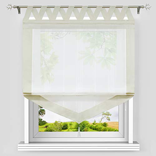 Heichkell Dreieckiges Raffrollo mit V-Schlaufen Halbtransparente Raffgardine Längstreifen und Quaste Moderner Gardinenstore Dreiecke Borte Schlaufenrollo Beige B/H 80/140cm Heichkell Dreieckiges Raffrollo mit V-Schlaufen Halbtransparente Raffgardine Längstreifen und Quaste Moderner Gardinenstore Dreiecke Borte Schlaufenrollo Beige B/H 80/140cm von HeichkelL