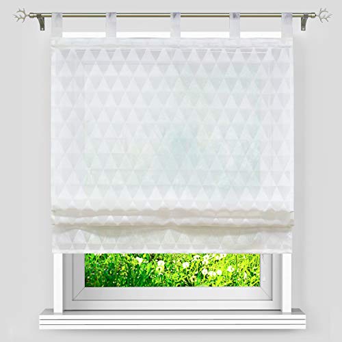 Heichkell Leinen Raffrollo Rautenförmiges Muster Moderne Raffgardine Transparente Gardine Schlaufen Gardinenschals Weiß H*B 140 * 120cm Heichkell Leinen Raffrollo Rautenförmiges Muster Moderne Raffgardine Transparente Gardine Schlaufen Gardinenschals Weiß H*B 140 * 120cm von HeichkelL