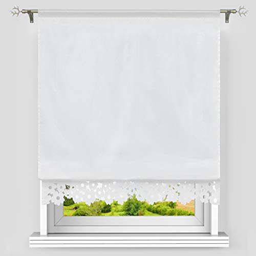 Heichkell Raffrollo mit Tunnelzug Küche Raffgardine Blickdicht Bändchenrollo Hohlspitzen Gardinebordüre BxH 80x150cm Weiß#2 Heichkell Raffrollo mit Tunnelzug Küche Raffgardine Blickdicht Bändchenrollo Hohlspitzen Gardinebordüre BxH 80x150cm Weiß#2 von HeichkelL