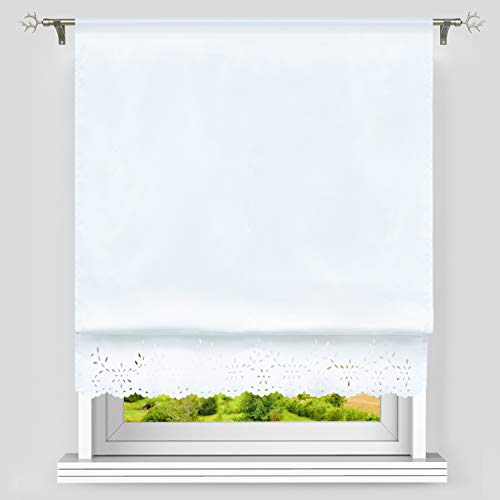 Heichkell Raffrollo mit Tunnelzug Küche Raffgardine Blickdichtes Bändchenrollo Schöne Gardinebordüre aus Hohlspitzen Weiß BxH 60x150cm Heichkell Raffrollo mit Tunnelzug Küche Raffgardine Blickdichtes Bändchenrollo Schöne Gardinebordüre aus Hohlspitzen Weiß BxH 60x150cm von HeichkelL