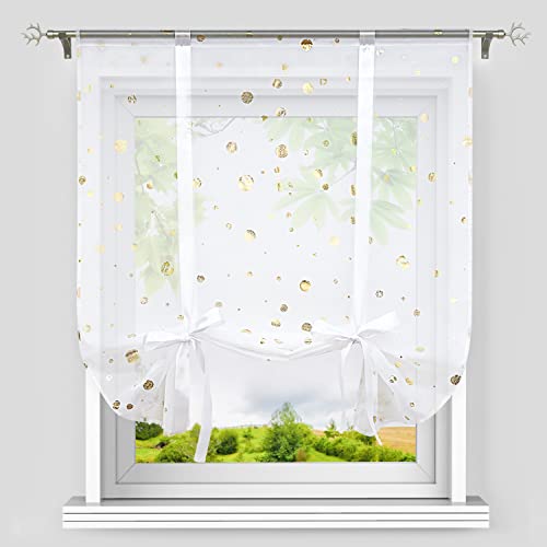 Heichkell Raffrollo mit Tunnelzug Voile Raffgardine Modern Kleinfenster Küchengardine Glänzende Kreise-Dekomuster Gold BxH 140x140 cm Heichkell Raffrollo mit Tunnelzug Voile Raffgardine Modern Kleinfenster Küchengardine Glänzende Kreise-Dekomuster Gold BxH 140x140 cm von HeichkelL