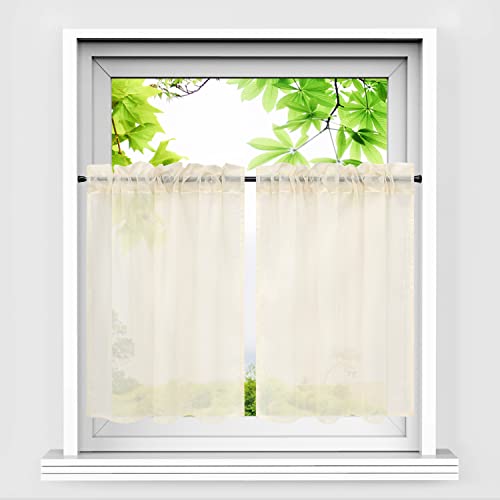 HeichkelL Scheibengardinen 2er Set Bistrogardine Voile Transparent Paarig Kurzstores Einfarbige Fensterschals Küche Vorhang Beige BxH 66x92 cm*2 HeichkelL Scheibengardinen 2er Set Bistrogardine Voile Transparent Paarig Kurzstores Einfarbige Fensterschals Küche Vorhang Beige BxH 66x92 cm*2 von HeichkelL