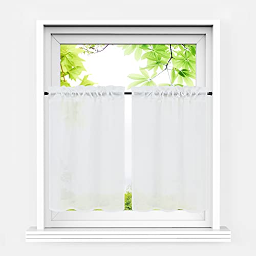 HeichkelL Scheibengardinen 2er Set Kurzstores Landhausstil Halbtransparente Bistrogardine Leinenoptik Kleinfenster Gardinen Küche Weiß BxH 66x61 cm*2 HeichkelL Scheibengardinen 2er Set Kurzstores Landhausstil Halbtransparente Bistrogardine Leinenoptik Kleinfenster Gardinen Küche Weiß BxH 66x61 cm*2 von HeichkelL