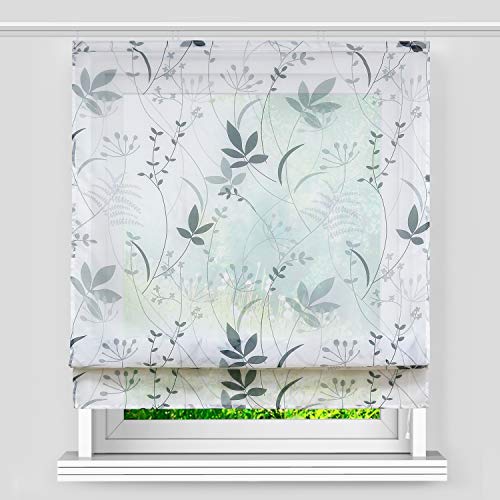 Heichkell Transparente Raffrollos mit Blumen Druck Raffrollo mit Schienenband Voile Raffgardine weiß Gardine Klebband H×B 140×140 cm Heichkell Transparente Raffrollos mit Blumen Druck Raffrollo mit Schienenband Voile Raffgardine weiß Gardine Klebband H×B 140×140 cm von HeichkelL