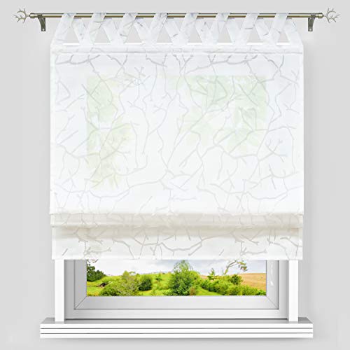 Heichkell Voile Raffgardine mit V-Schlaufen Ausbrenner Zweige-Muster Raffrollos Transparenter Schlaufenschal Weiß BxH 100x140 cm Heichkell Voile Raffgardine mit V-Schlaufen Ausbrenner Zweige-Muster Raffrollos Transparenter Schlaufenschal Weiß BxH 100x140 cm von HeichkelL
