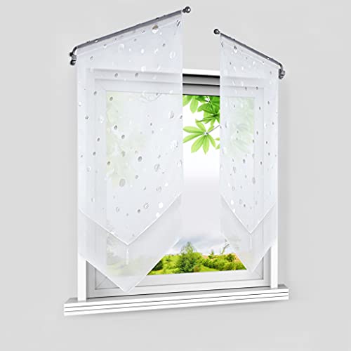 HeichkelL Voile Scheibengardine mit Silbernen Kreisen Bistrogardinen 2er Set Panneaux Doppelschicht Kurzstore Modern Küchenvorhang mit Quaste Weiß BxH 80x150 cm 2 Stück HeichkelL Voile Scheibengardine mit Silbernen Kreisen Bistrogardinen 2er Set Panneaux Doppelschicht Kurzstore Modern Küchenvorhang mit Quaste Weiß BxH 80x150 cm 2 Stück von HeichkelL