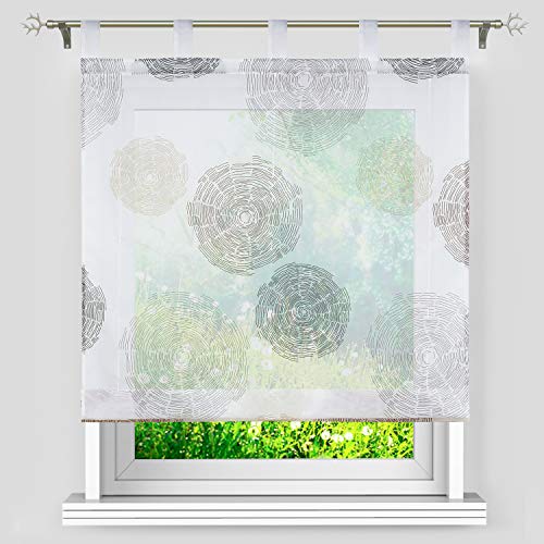 Heichkell Voile Transparente Raffgardine mit Schlaufen Raffrollo »Jahresringe« Bedrucktes Modernes Schlaufenrollo mit Kreise Motiv Braun BxH 100x150cm von HeichkelL