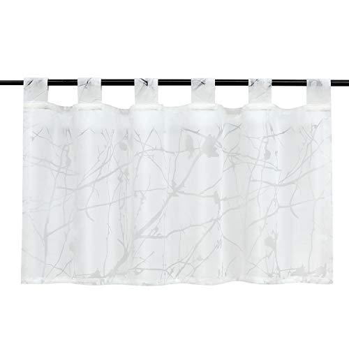 HeichkelL Ausbrenner Scheibengardine Transparente Kurzstores Küche Gardine mit Schlaufen Ästemuster Weiß HxB 60x145cm HeichkelL Ausbrenner Scheibengardine Transparente Kurzstores Küche Gardine mit Schlaufen Ästemuster Weiß HxB 60x145cm von HeichkelL