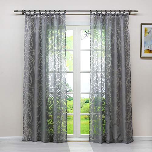 HeichkelL Voile Gardinen mit Kräuselband Grau Transparent Vorhang mit Ausbrenner Design Wohnzimmer Gardinenschal 1PC Store BxH 140x145cm Grau HeichkelL Voile Gardinen mit Kräuselband Grau Transparent Vorhang mit Ausbrenner Design Wohnzimmer Gardinenschal 1PC Store BxH 140x145cm Grau von HeichkelL