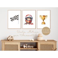 Poster Junge Rennauto Kinderzimmer Deko Wandbild Auto Bilder Geschenk Rennwagen von HeideCraftedDesigns