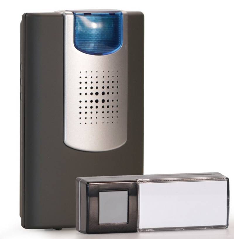 Heidemann Funk-Türgong Heidemann Funkgong-Set HX Flashlight Anthrazit, 433, Anthrazit (2-tlg) LED-Signal, 8 Melodien einstellbar, 4 Lautstärkestufen, Stumm-Funktion von Heidemann