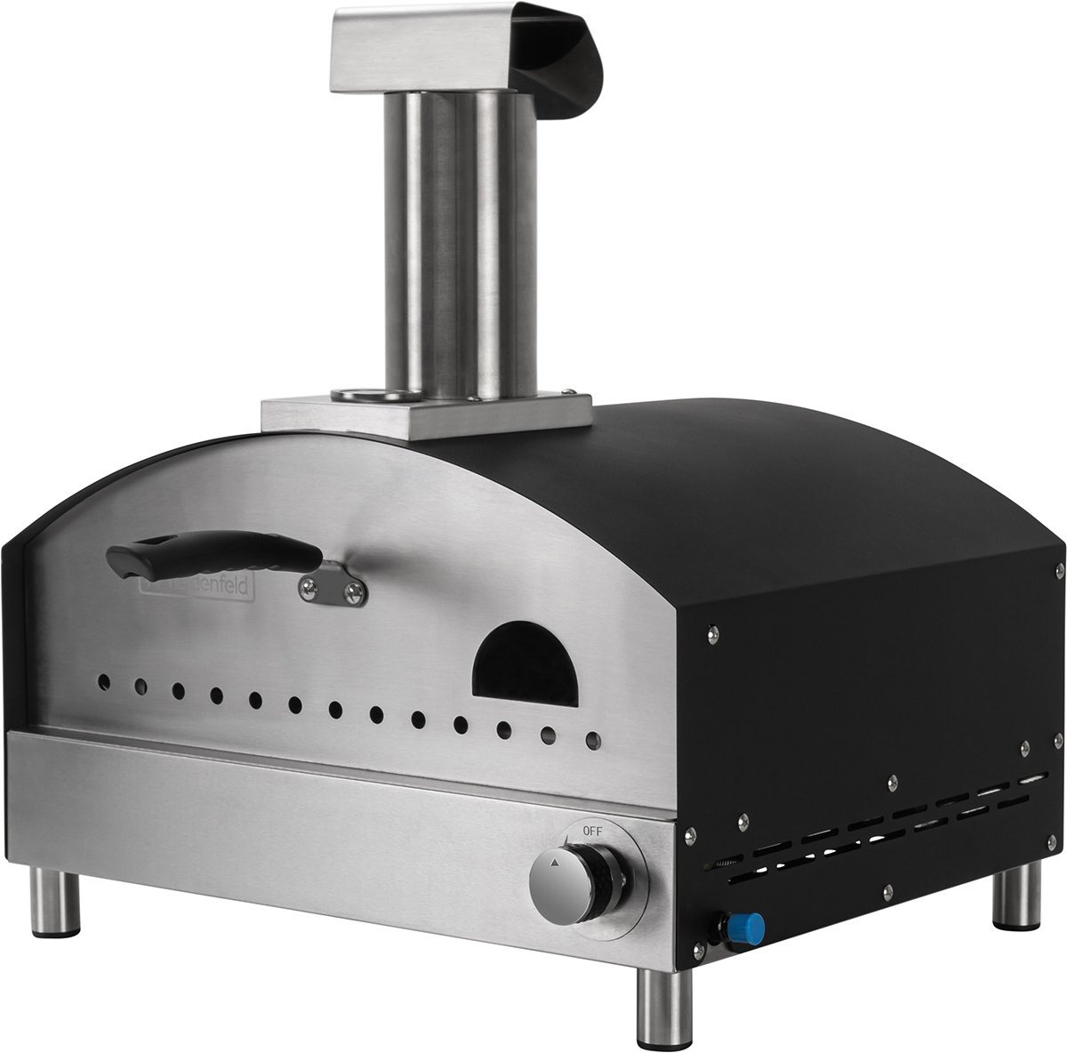 Heidenfeld Gas-Pizzaofen Gas Pizzaofen Venezia inkl. Pizzastein - Gasofen bis 500°C, Edelstahl Brot Backofen - Outdoor Gas Ofen - Pizzagrill, perfekte Hitzedämmung - Sichtfenster - leichte und schnelle Reinigung, Pizzamaker - Thermometer bis 540°C - Edelstahl-Schlot mit Regenschutz von Heidenfeld