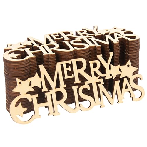 20pcs Frohe Weihnachten Schild Malbares Holzschild mit Seilhängung Weihnachtsschmuck für Baumheimdekoration von Heidouse