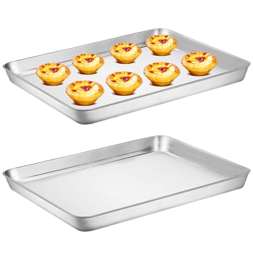 2pcs Cookie-Blätter, 17x12 Zoll Edelstahl Backblech, rostsicheres und sicheres Ofenschale, einfache saubere Backschale für Küche, Raclettes von Heidouse