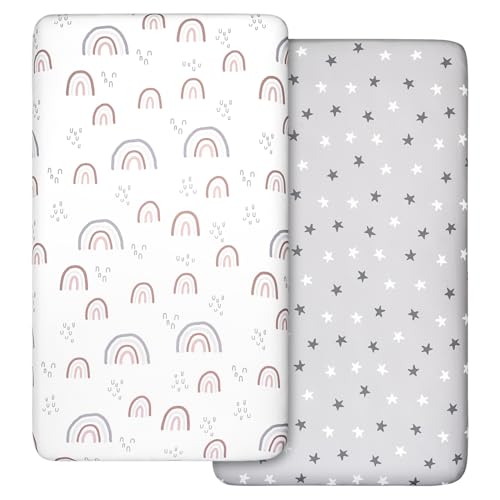2pcs Mini -Krippenblätter ausgestattet, weiche, atmungsaktive Babykrippenblätter mit elastischer Kante für 47x24x6 -Zoll -Playard -Matratze 2pcs Mini -Krippenblätter ausgestattet, weiche, atmungsaktive Babykrippenblätter mit elastischer Kante für 47x24x6 -Zoll -Playard -Matratze von Heidouse