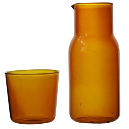 Nachtwasserkaraffe und Glas Set, hohe Borosilikat -Glas -Nachtkaraffe mit Tasse, Mundspülung Dekanter für Nachttischschlafzimmer, Badezimmer, Büro von Heidouse