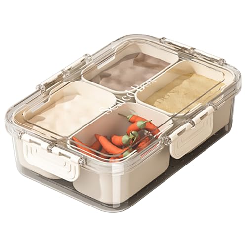 Snackbox-Behälter 4 Fach Snack Box Container mit Deckel & Sperre transparent feuchtigkeitsdichtes Gemüse Tablett Food Grade Haustier + PP Salatbar für Küche Snackbox-Behälter 4 Fach Snack Box Container mit Deckel & Sperre transparent feuchtigkeitsdichtes Gemüse Tablett Food Grade Haustier + PP Salatbar für Küche von Heidouse