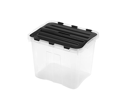 Heidrum box con coperchio in polipropilene trasparente e nero cm 33x20x23 von Heidrun