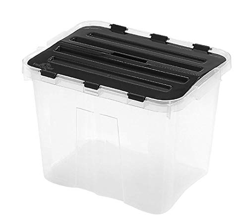 Heidrun 3 x Dragon Box 24 Liter - mit geteiltem deckel - 40 x 30 x 30 cm - transparent/schwarz von Heidrun