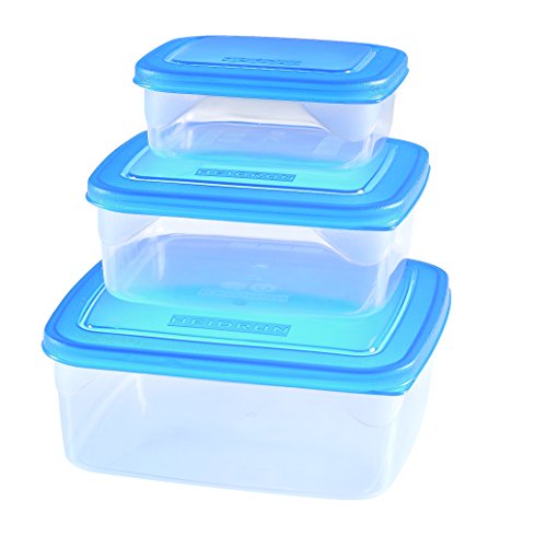 Heidrun 3er Set Gefrier-& Frischhaltedosen, Plastik, transparent, 20 x 20 x 7 cm von Heidrun