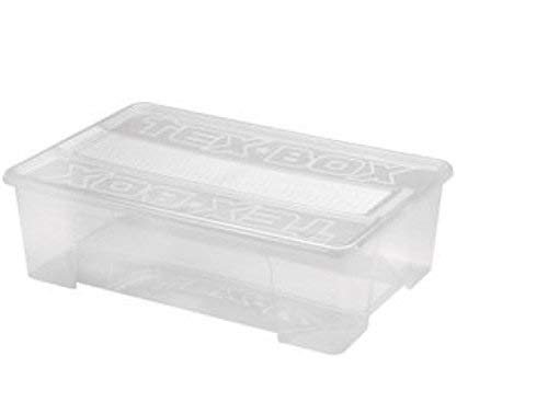 Heidrun 6 x Tex-Box mit Deckel + Klickverschluss - 28 Liter - 57 x 38 x 17 cm - transparent von Heidrun
