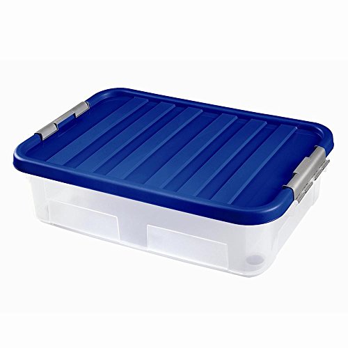 Heidrun Unterbettbox, Unterbett-Rollbox, 60 x 40 x 18 cm, mit farbig sortiertem Deckel, mit Rollen, 30 l, aus Kunststoff von Heidrun