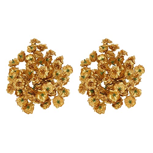 Heiikiuy 100 STK. Seide Kuenstliche Braut Clips Blumenkoepfe (Golden) von Heiikiuy