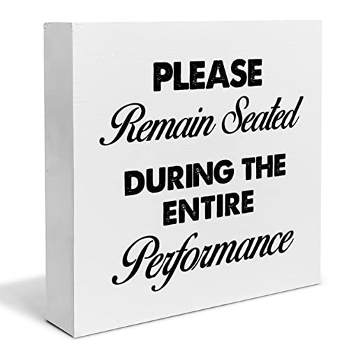 Badezimmer Humor Zitat Holzkiste Schild Kunst Schreibtisch Dekor Please Remain Seated during the Entire Performance Holzblock Schild Dekor für Home Toilette Toilette Tischregal Wand Badezimmer Humor Zitat Holzkiste Schild Kunst Schreibtisch Dekor Please Remain Seated during the Entire Performance Holzblock Schild Dekor für Home Toilette Toilette Tischregal Wand von Heijie