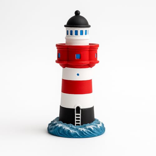 Heiko Blume Leuchtturm „Roter Sand“ Dekofigur – Polyresin, 10 cm hoch (Fuß 5 × 5 cm), rot-weiß – Maritime Strandhaus-Deko fürs Wohnzimmer, Bad & Regal, Geschenkidee von Heiko Blume