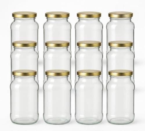 Heiko Blume Vorratsglas 800 ml – 12er Set – Made in Germany – lebensmittelecht und geruchsneutral – goldener Twist-Off Schraubdeckel – robustes Einmachglas/Schraubglas für Marmelade, Chutney, von Heiko Blume