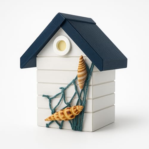 Spardose Strandhäuschen aus Holz – Maritimes Design mit Muscheln & Netz, Blau-Weiß, 11 × 7,5 × 6,5 cm – Deko-Sparbüchse für Kinder & Erwachsene, Küsten-Deko Spardose Strandhäuschen aus Holz – Maritimes Design mit Muscheln & Netz, Blau-Weiß, 11 × 7,5 × 6,5 cm – Deko-Sparbüchse für Kinder & Erwachsene, Küsten-Deko von Heiko Blume