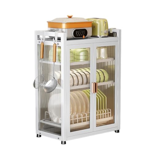 Heikoeco® Abtropfgestell Geschirr Schrank, Geschirrabtropfgestell, XXL Geschirrabtropfgestell mit Aufbewahrungsschrank, Doppeltür-Geschirrständer, Geschirr Abtropfständer mit Abtropfschale (weiß) von Heikoeco