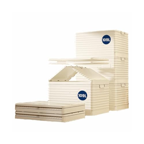 Heikoeco® Aufbewahrungsbox mit Deckel groß, Faltbare Plastikbox mit Deckel groß, Stapelbare Boxen Aufbewahrung auf Rollen, Staubschutz, Robuste Schnappverschlüsse (L-109L) von Heikoeco